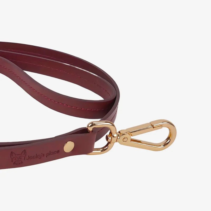 Burgundy Hundeleine burgundy red dog leash premium leather nachhaltig eco-friendly elegant