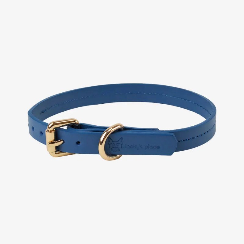 Hundehalsband navy dog collar navy blue elegant vegetable tanned leather sustainable