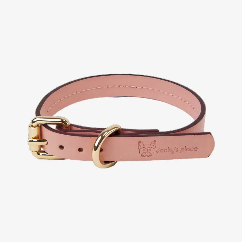 Hundehalsband pink dog collar pink elegant vegetable tanned leather sustainable