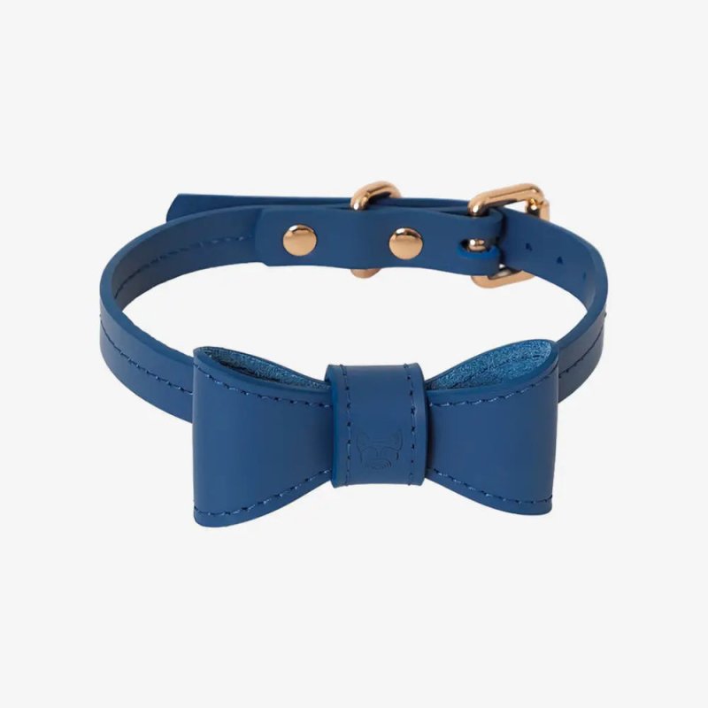 Navy Hundehalsband navy blue dog collar premium leather nachhaltig eco-friendly elegant
