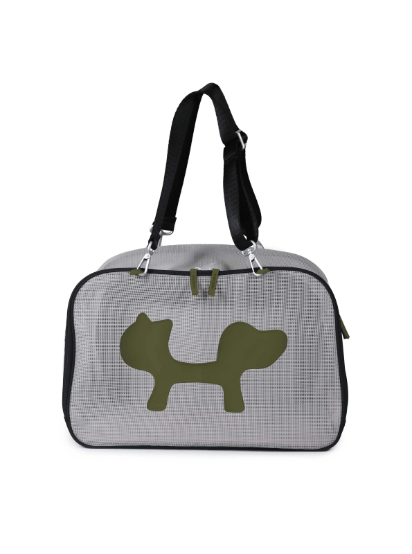 Pet Carrier XTRA green mesh recycled robust car airplane dog transport