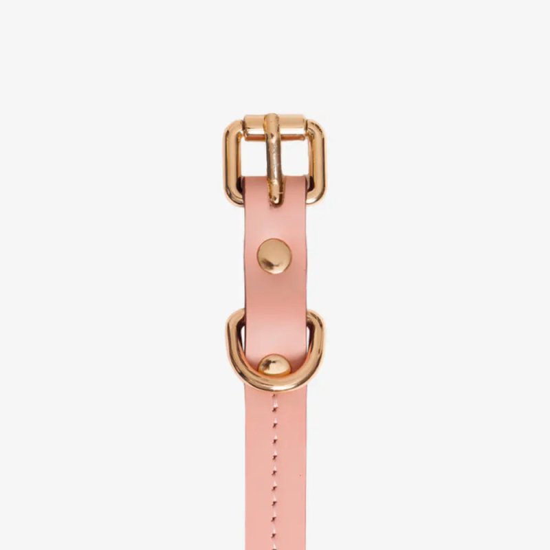 Pink dog collar hundehalsband pink adjustable size elegant leather sustainable