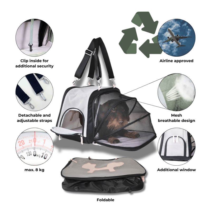 Mesh Pet Carrier Bag XTRA Pink - Sustainable Dog Carrier for Airplane & Car - Jacky's Place