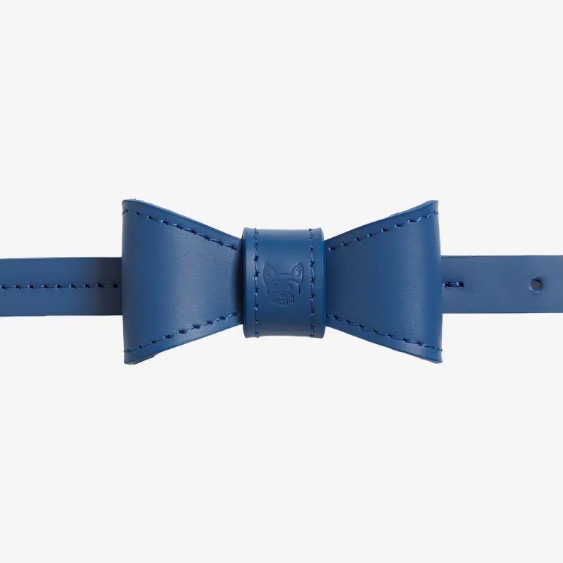 Navy blue hundehalsband dog collar navy texture premium vegetable tanned leather elegant