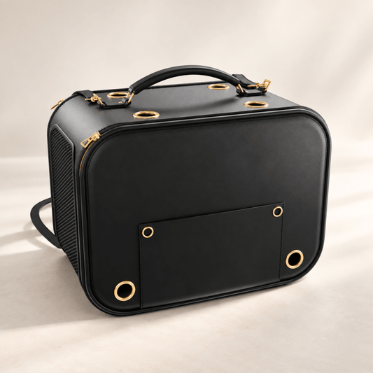 Premium Hundetasche Bamboo Leather Pet Carrier aus nachhaltigem Bambusleder für kleine Hunde bis 5 kg.