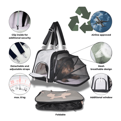 Mesh Pet Carrier Bag XTRA Green - Sustainable Dog Carrier for Airplane & Car - Jacky's Place